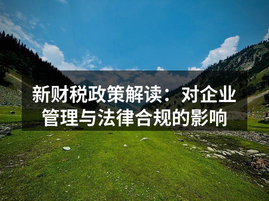 新财税政策解读：对企业管理与法律合规的影